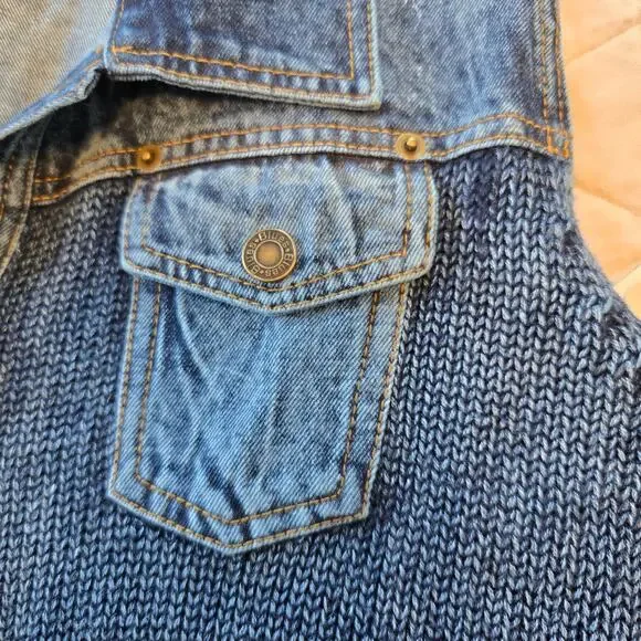 PBJ Blues Denim Sweater Vest Women's XL Indigo Casual Festival Coastal Summer - Picture 10 of 13